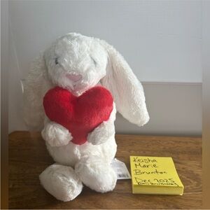 Jellycat Cream Bunny with Red Heart